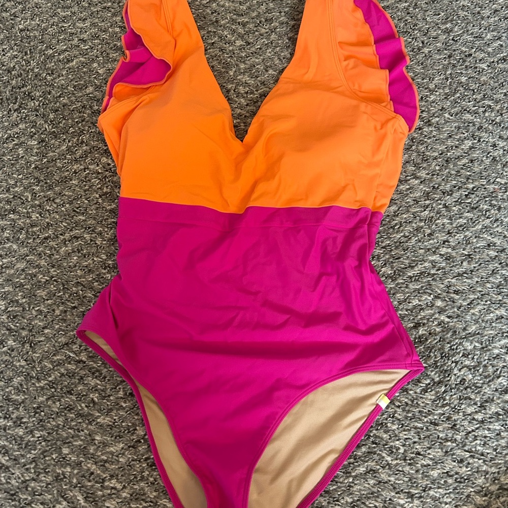Summersalt Vibrant Orange and Pink One Piece Swimsuit